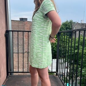 Vintage green and white shift dress